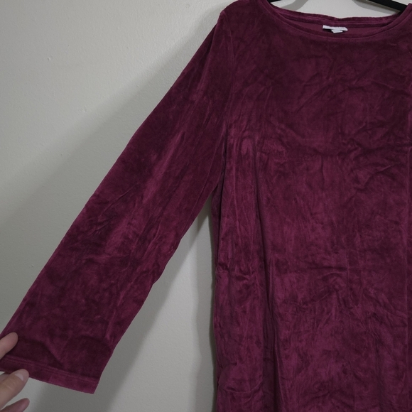 J. JILL PUREJILL Burgundy Crushed Velvet Fall Knee Length Shift Dress Size XL - Picture 3 of 10